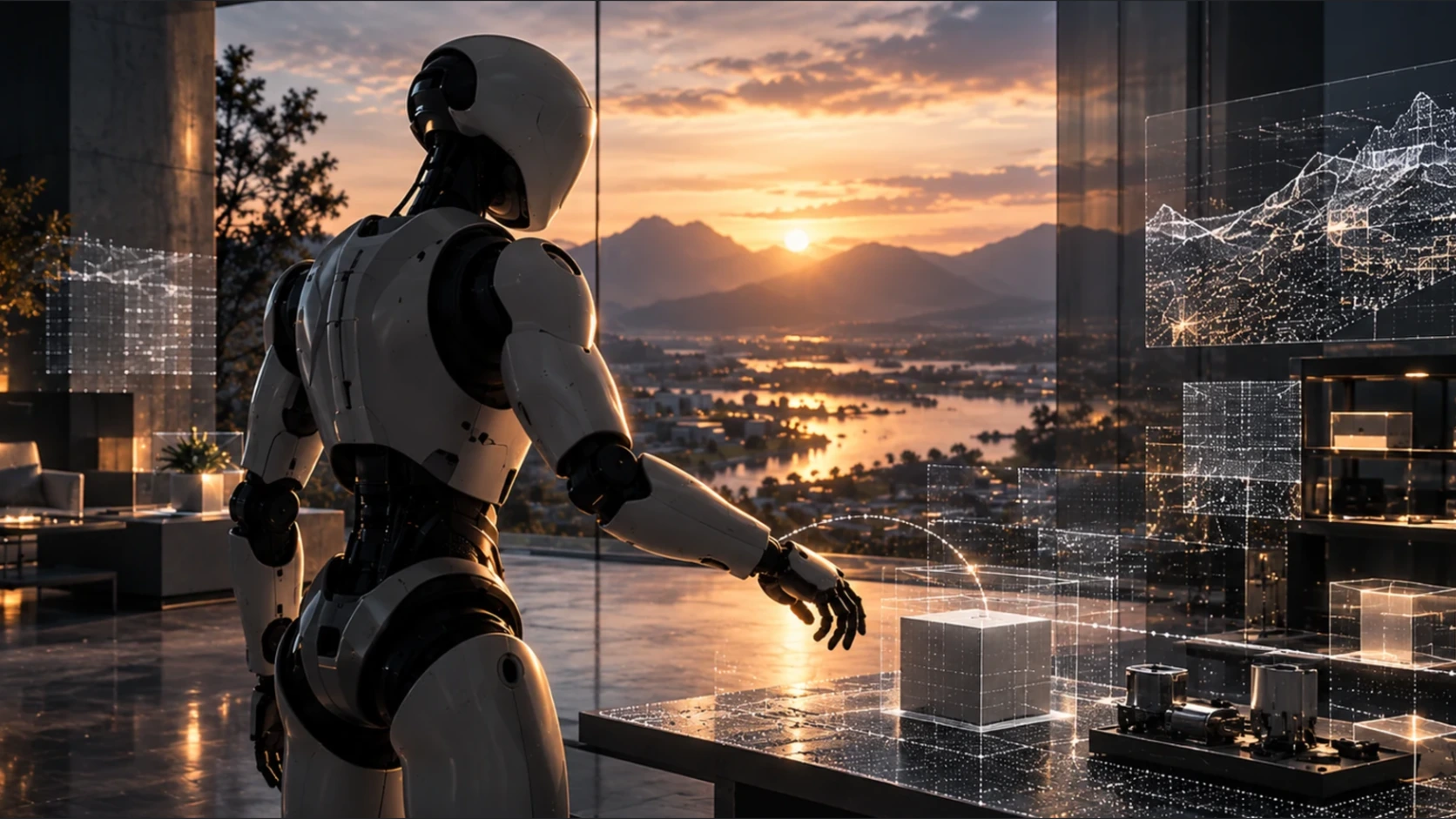 Tessoryn robot at sunset